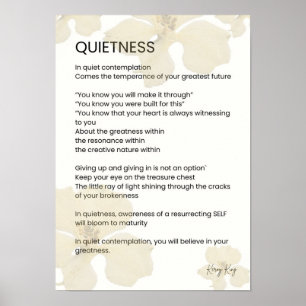 Quietness Inspirational Written Word Poem  Poster
