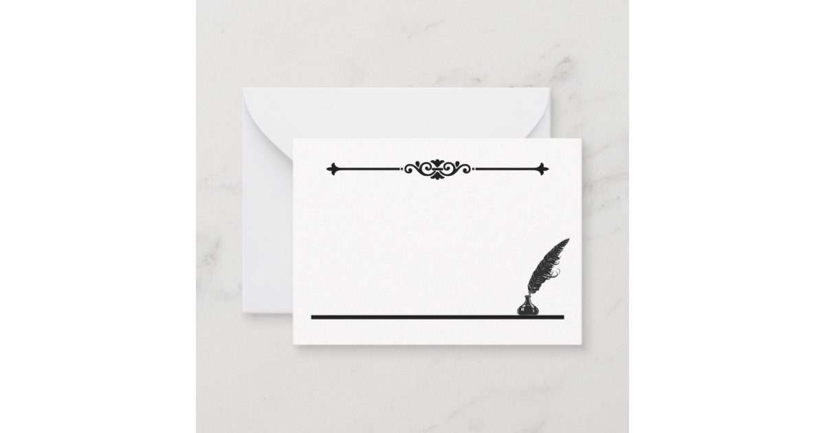 QUILL AND DESIGN NOTE CARD | Zazzle
