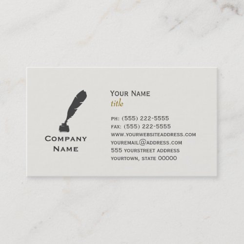 Quill and Ink Bottle Business Card