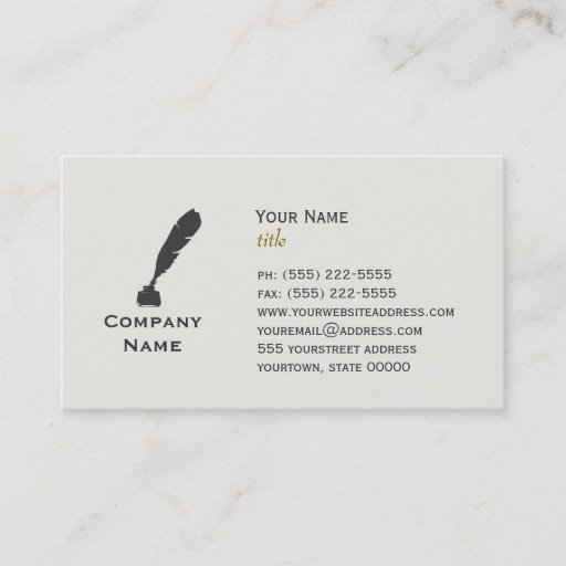 Customizable Quill and Ink Bottle Business Card