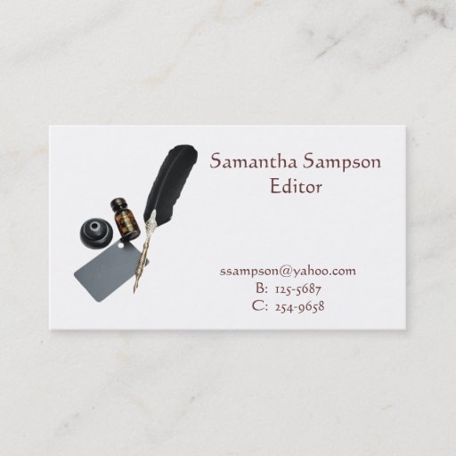 Customizable Quill and Ink Business Card