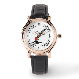 Quill and Ink Rose Square Face Watch for Writers