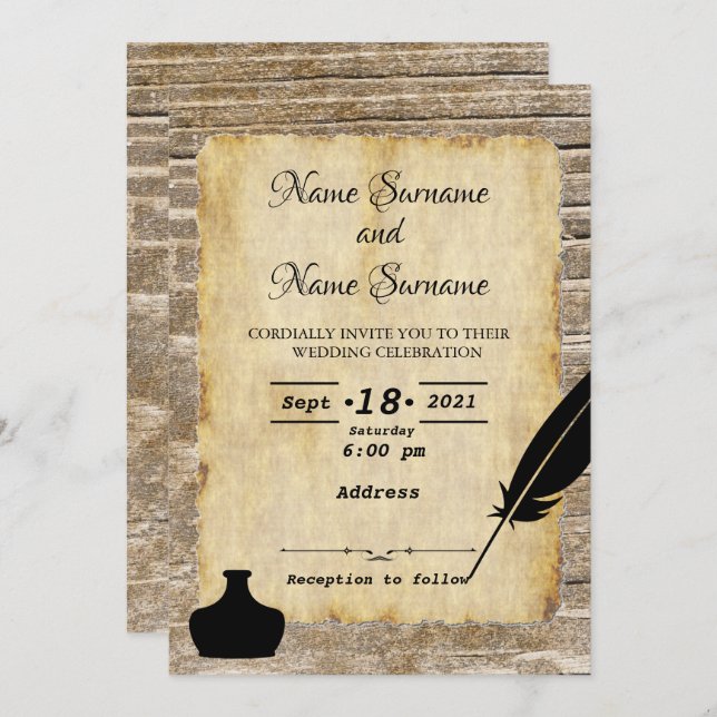 Quill and inkwell invitation (Front/Back)