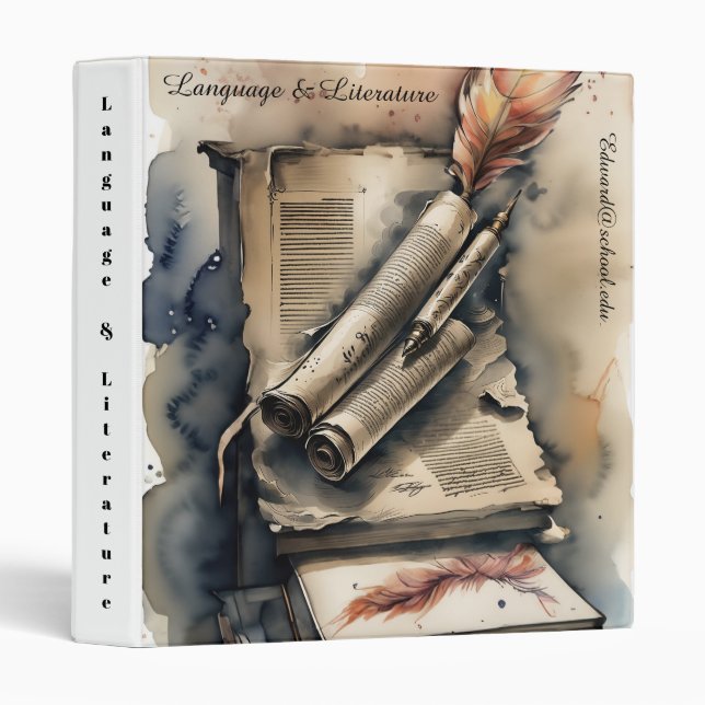 Quill and Scroll: English Literature 3 Ring Binder (Front/Spine)
