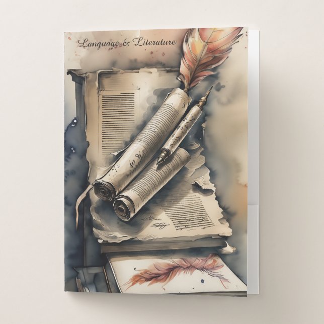 Quill and Scroll: English Literature Pocket Folder (Front)