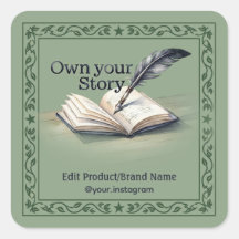 Quill Book Own Your Story Square Envelope Sticker