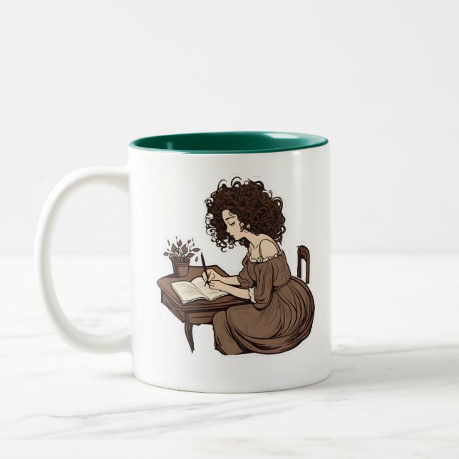 Quill & Curls: A Journaling Moment Mug (Left)