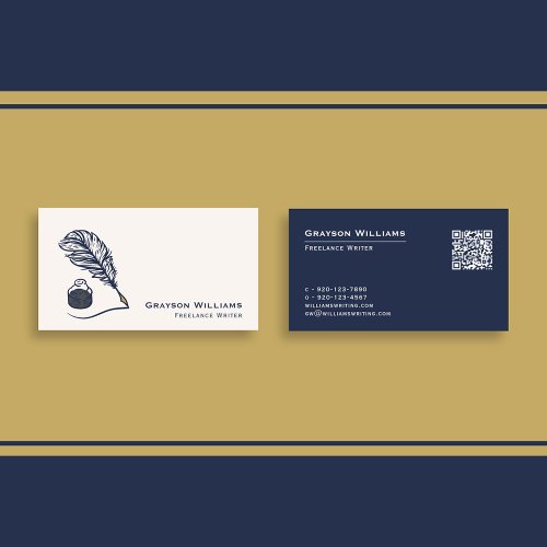 Quill Freelance Writer QR Code Business Card