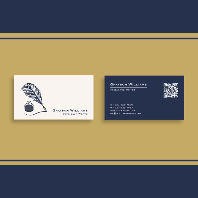 Quill Freelance Writer QR Code Business Card (Creator Uploaded)