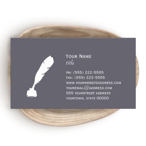 Customizable Quill Pen and Ink Bottle Business Card