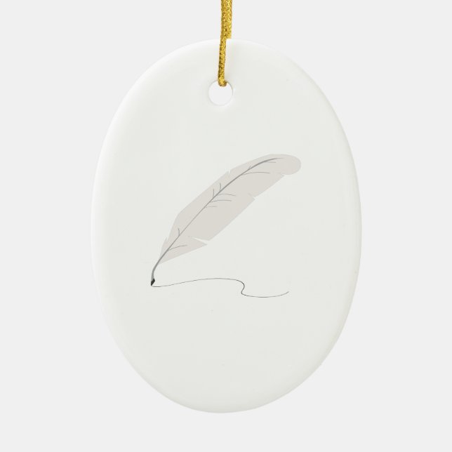 Quill Pen Ceramic Ornament (Front)