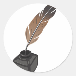 Quill Pen Classic Round Sticker