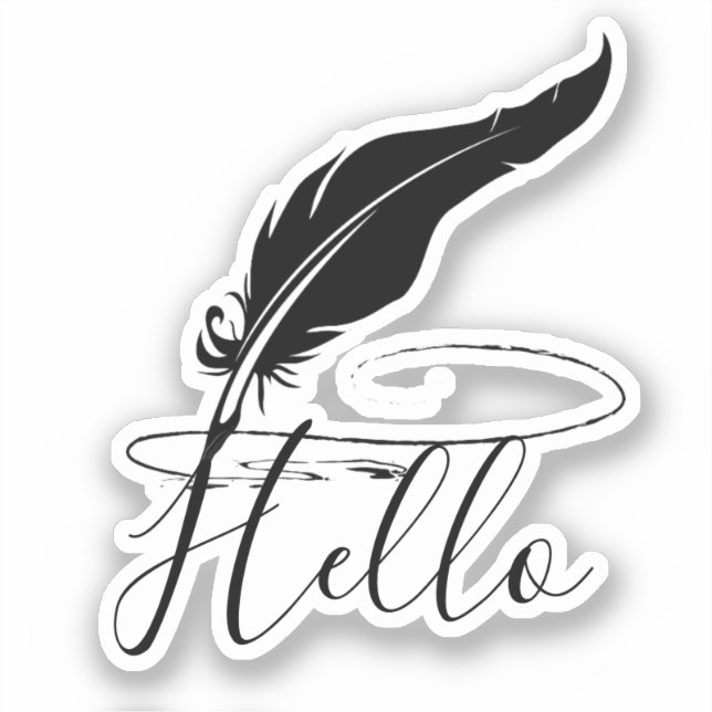 Quill pen hello sticker (Front)