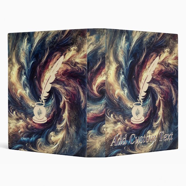 Quill Pen Modern Abstract Art 3 Ring Binder (Background)