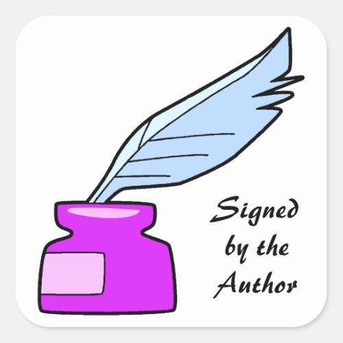 Quill Pen Signed by the Author Square Sticker
