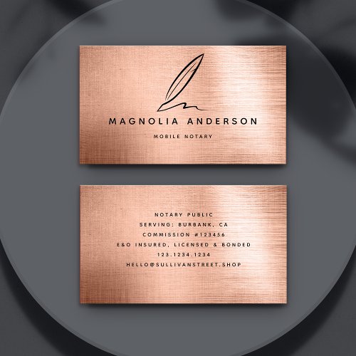 Quill Rose Gold Foil Business Card