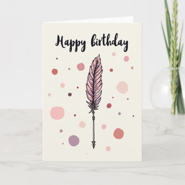 Quill Script Birthday Wish Card (Front)