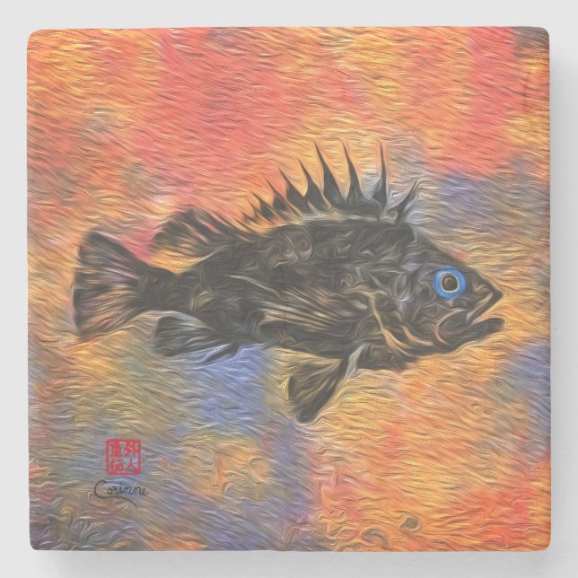 Quillback Rockfish - Marble Coaster (Front)