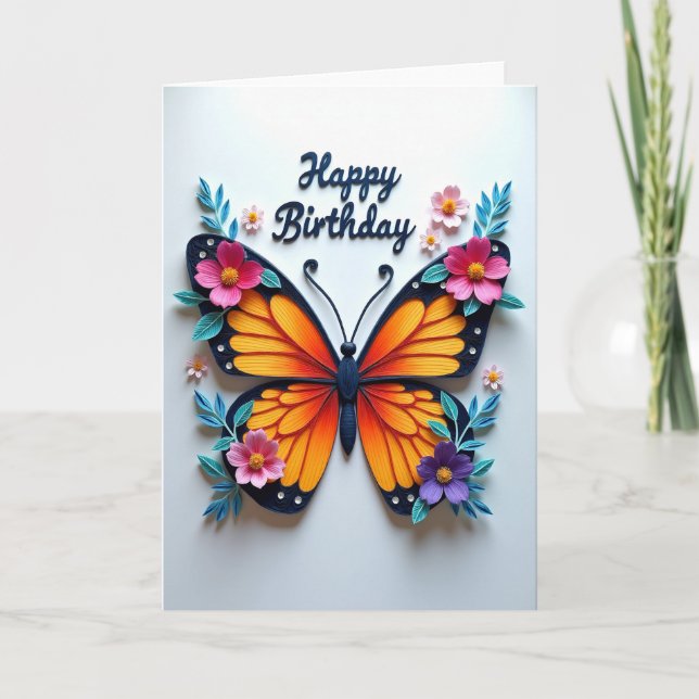 Quilled Butterfly Birthday Card (Front)