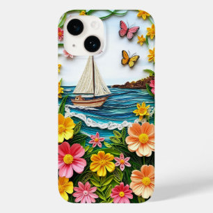 Quilled Nature Scene with Sailing Boat Case-Mate iPhone 14 Case