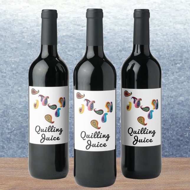 Quilled Paisleys Funny Quilling Juice (6) Wine Label (Creator Uploaded)