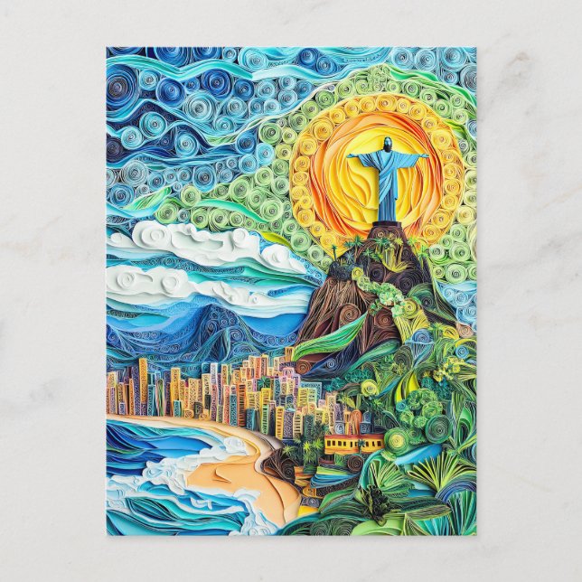 Quilling Christ the Redeemer in Rio Postcard (Front)