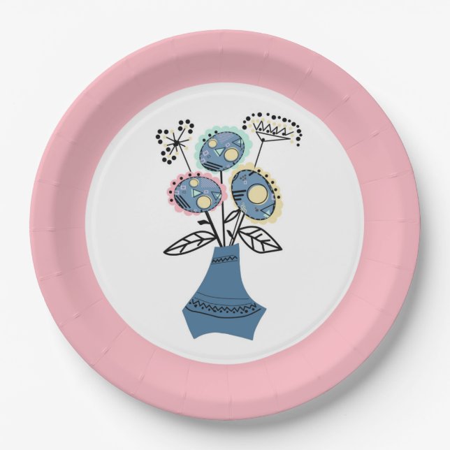 Quilling, flowers in vase paper plates (Front)