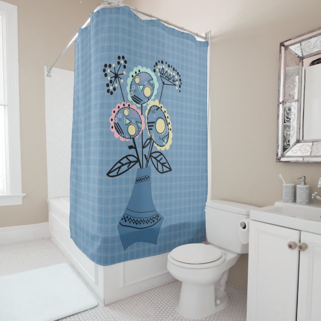 Quilling, flowers in vase shower curtain (In Situ)