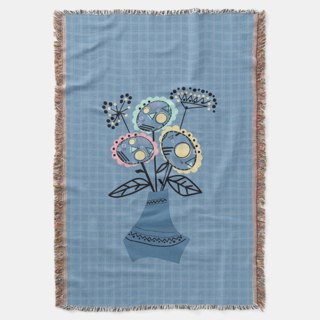 Quilling, flowers in vase throw blanket (Front Vertical)