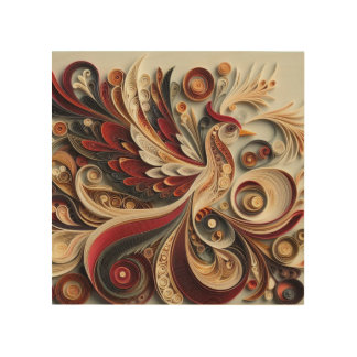 Quilling-Inspired Abstract Bird – Wood Wall Art