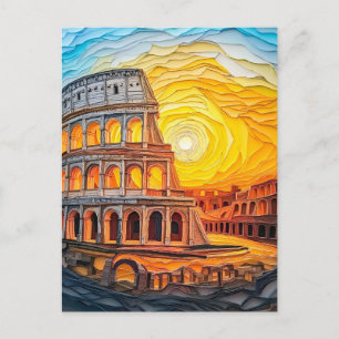 Quilling Sunset at the Colosseum in Rome Postcard