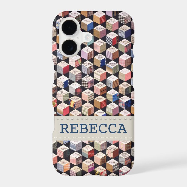 Quilt | Antique Tumbling Blocks Patchwork Iphone Case (Back)