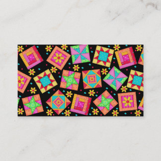 Quilt Art Business Card on Black Background