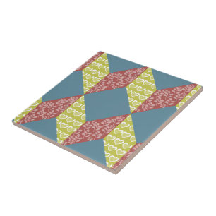 Quilt Baby Block Pattern in Retro Colors Ceramic Tile
