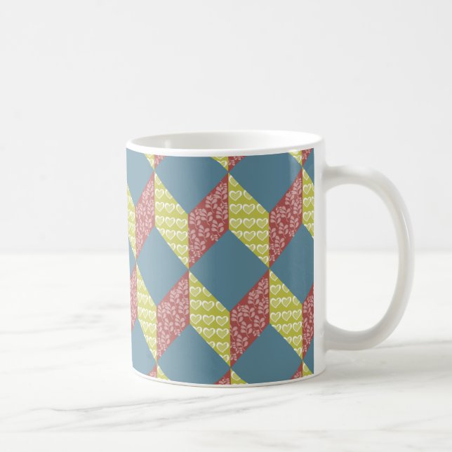 Quilt Baby Block Pattern in Retro Colors Coffee Mug (Right)