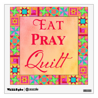 Quilt Block Border Art Eat Pray Quilt Red Coral Wall Decal