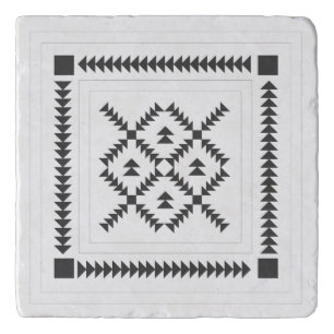 Quilt Block Geometric Design in Black and White Trivet