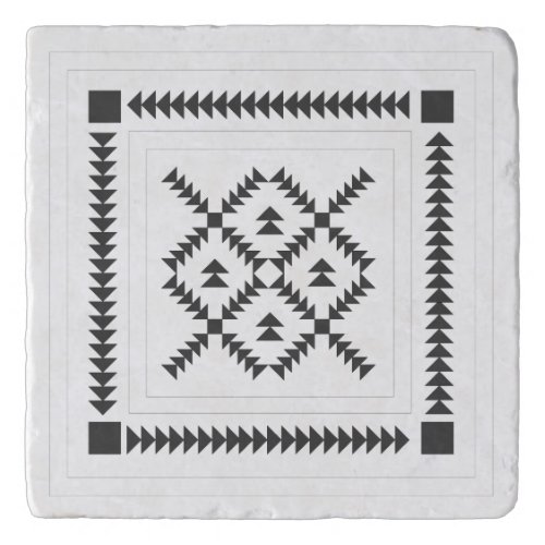 Quilt Block Geometric Design in Black and White Trivet