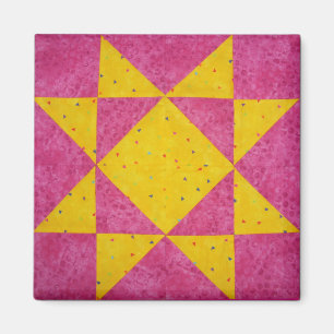 Quilt Block Magnets Star Pink