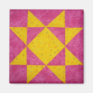 Quilt Block Magnets Star Pink