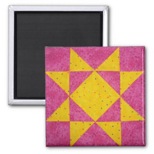 Quilt Block Magnets Star Pink