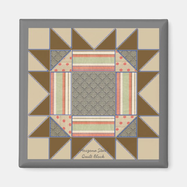 Quilt Block Pattern "Arizona Star" Magnet (Front)
