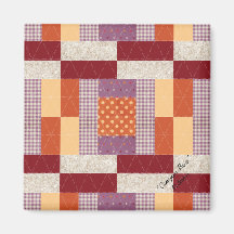 Quilt Block Pattern "Crayon Box" Square Magnet