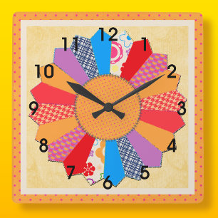 Quilt Block Pattern "Dresden Plate" Wall Clock