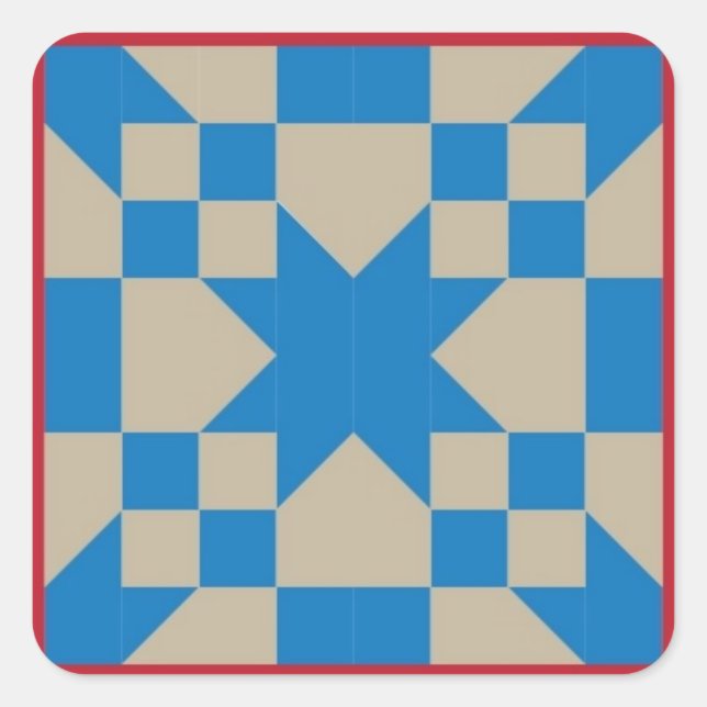 Quilt Block Sticker - Road to  Oklahoma (red/blue) (Front)