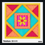 Quilt Block Wall Decal<br><div class="desc">This colorful quilt block wall art will add a statement to your quilting room or business. This original art is created in vibrat colors of red, orange, green, yellow and aqua. Stick it on a wall or cabinet - easily removable and resticks. Show your love of quilting. Customizable.</div>