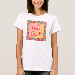 Quilt Blocks Art Eat Pray Quilt Yellow Orange Ombr T-Shirt