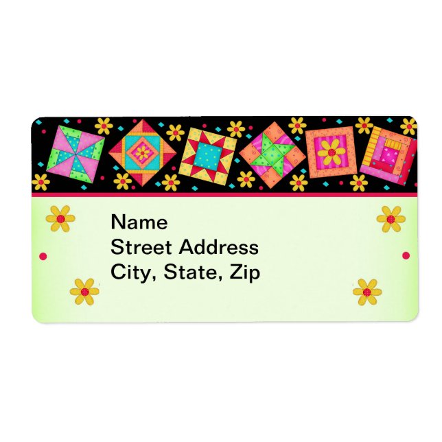 Quilt Blocks Black and Greenl Shipping Label (Front)