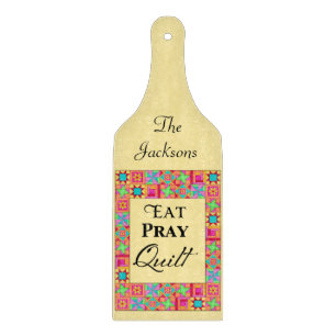 Quilt Blocks Border Art Eat Pray Quilt Yellow Cutting Board