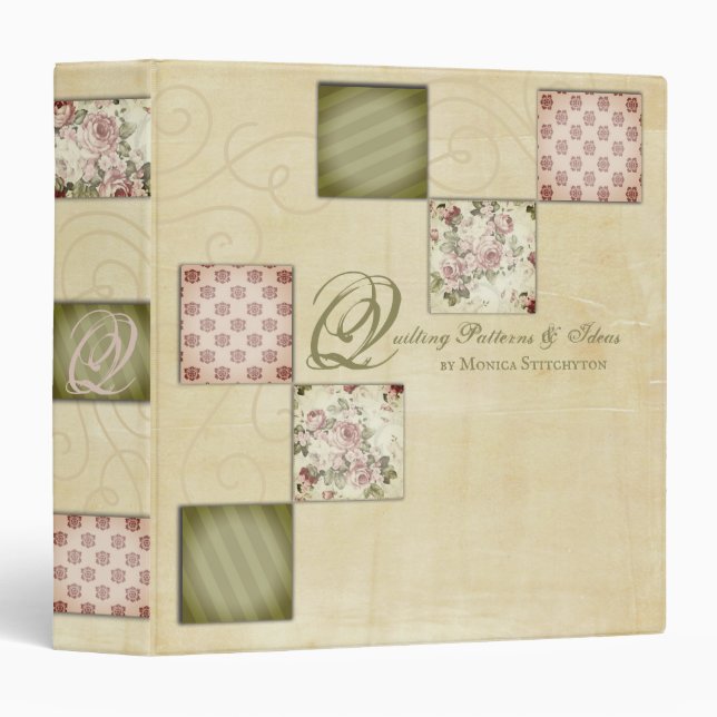 quilt blocks quilter quilting personalized pattern 3 ring binder (Front/Spine)